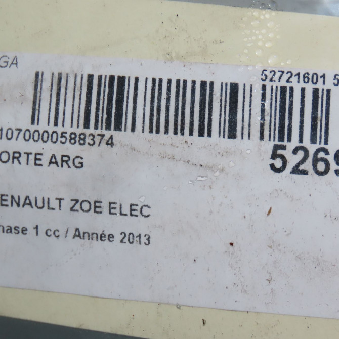 Porte arrière gauche occasion RENAULT ZOE Phase 1 10-2012->... ELEC 821011380R 4
