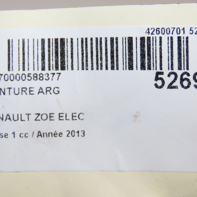 Ceinture arrière gauche occasion RENAULT ZOE Phase 1 10-2012->... ELEC 888411545R 6
