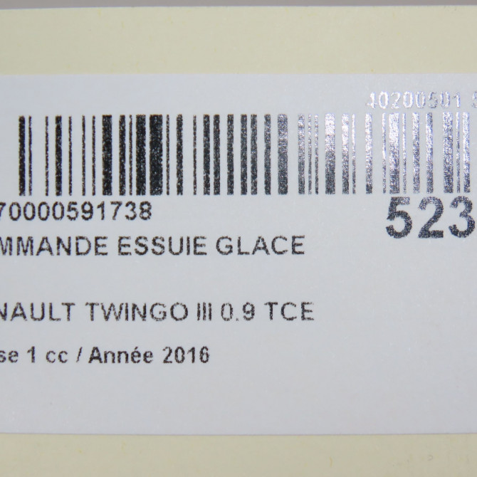 Commande essuie glace occasion RENAULT TWINGO III Phase 1 06-2014->... 0.9 TCE 12v 90ch 252605466R 5