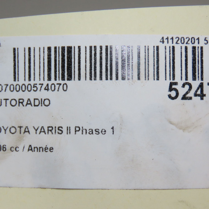 Autoradio occasion TOYOTA YARIS II Phase 1 12-2005->11-2009 861200D210EX 6
