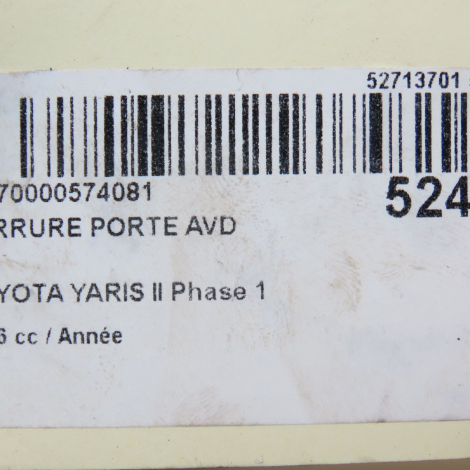 Serrure porte avd occasion TOYOTA YARIS II Phase 1 12-2005->11-2009 690300D140 7