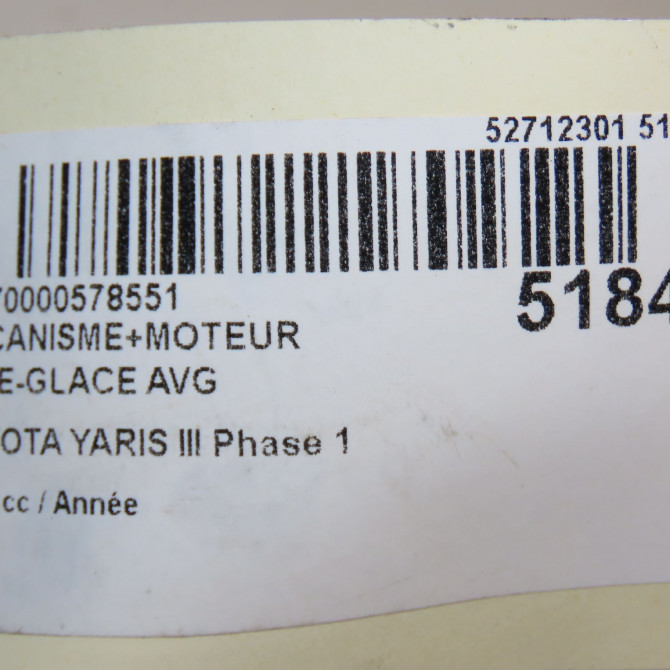 Mecanisme+moteur leve-glace avg occasion TOYOTA YARIS III YARIS III Phase 1 2011-03-01->2015-04-30 698200D440 6