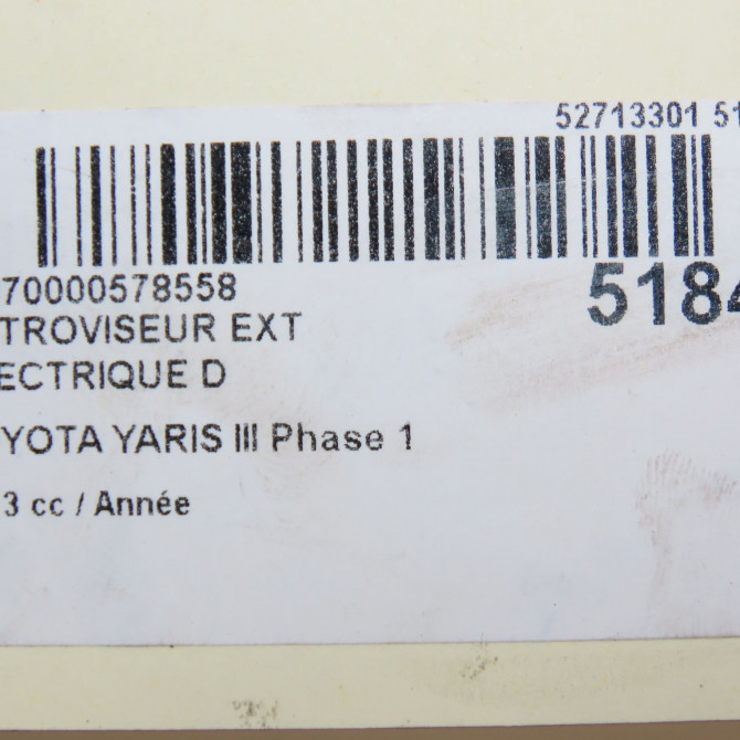 Retroviseur exterieur electrique droit occasion TOYOTA YARIS III YARIS III Phase 1 2011-03-01->2015-04-30 879100D600 6