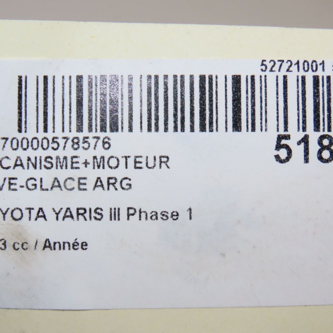 Mecanisme+moteur leve-glace arg occasion TOYOTA YARIS III YARIS III Phase 1 2011-03-01->2015-04-30 698400D230 7