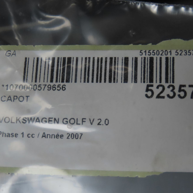 Capot occasion VOLKSWAGEN GOLF V Phase 1 11-2003->10-2008 2.0 TDI 136ch 1K0823031J 5