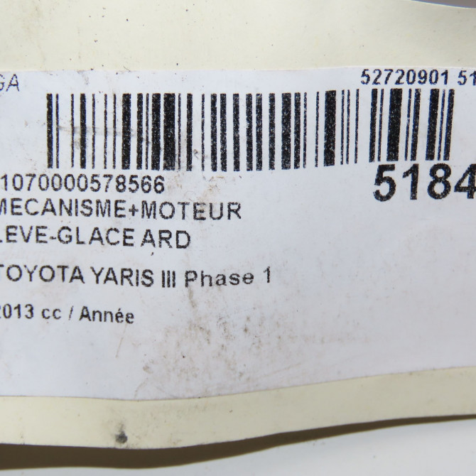 Mecanisme+moteur leve-glace ard occasion TOYOTA YARIS III YARIS III Phase 1 2011-03-01->2015-04-30 698300D230 6
