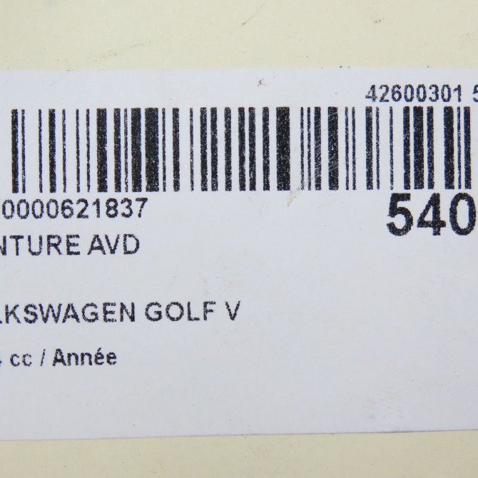 Ceinture avant droite occasion VOLKSWAGEN GOLF V Phase 1 11-2003->10-2008 1.4i 75ch 1K4857706BARAA 7