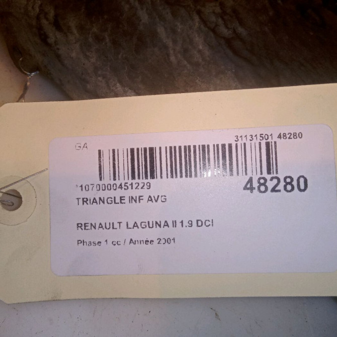 Triangle inf avg occasion RENAULT LAGUNA II Phase 1 11-2000->03-2005 1.9 DCI 120ch 545016805R 4