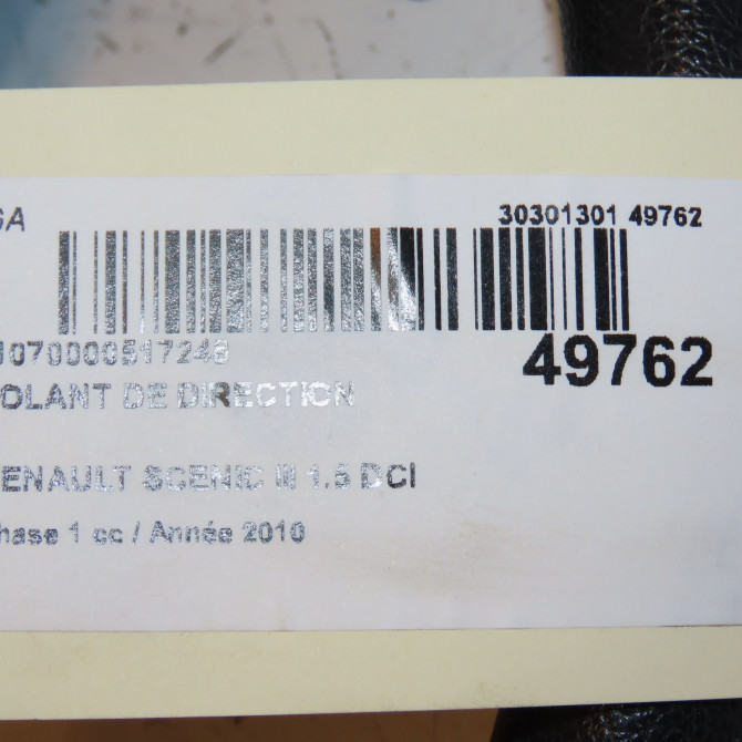 Volant de direction occasion RENAULT SCENIC III Phase 1 04-2009->11-2011 1.5 DCI 110ch 484006621R 4