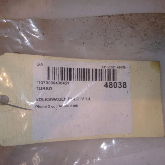 Turbo occasion VOLKSWAGEN POLO IV Phase 2 05-2005->09-2009 1.4 TDI 70ch 6
