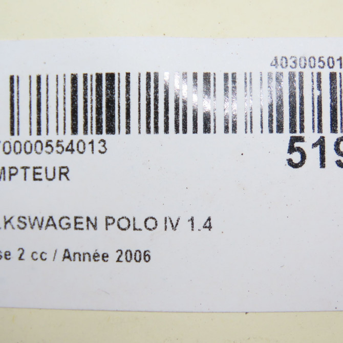 Compteur occasion VOLKSWAGEN POLO IV Phase 2 05-2005->09-2009 1.4 TDI 70ch 6Q0920803DX002 8