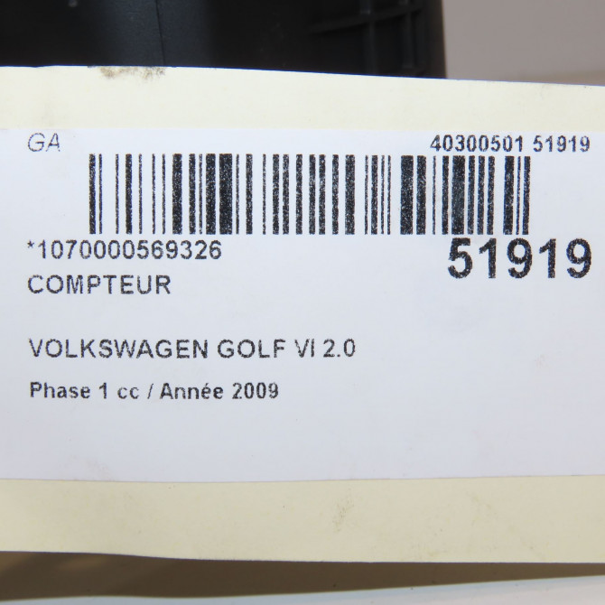 Compteur occasion VOLKSWAGEN GOLF VI Phase 1 10-2008->04-2013 2.0 TDI 140ch 5K0920870C 4