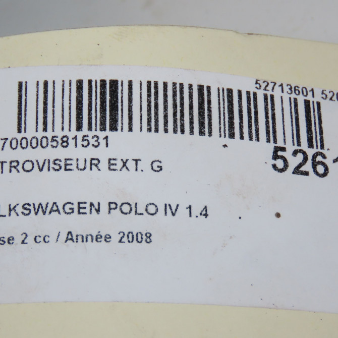 Retroviseur exterieur gauche occasion VOLKSWAGEN POLO IV Phase 2 05-2005->09-2009 1.4 TDI 70ch 6Q1857507AC9B9 6