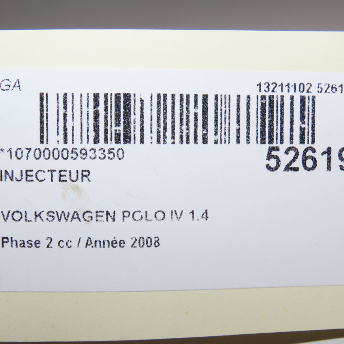 Injecteur occasion VOLKSWAGEN POLO IV Phase 2 05-2005->09-2009 1.4 TDI 70ch 38130079TX 5