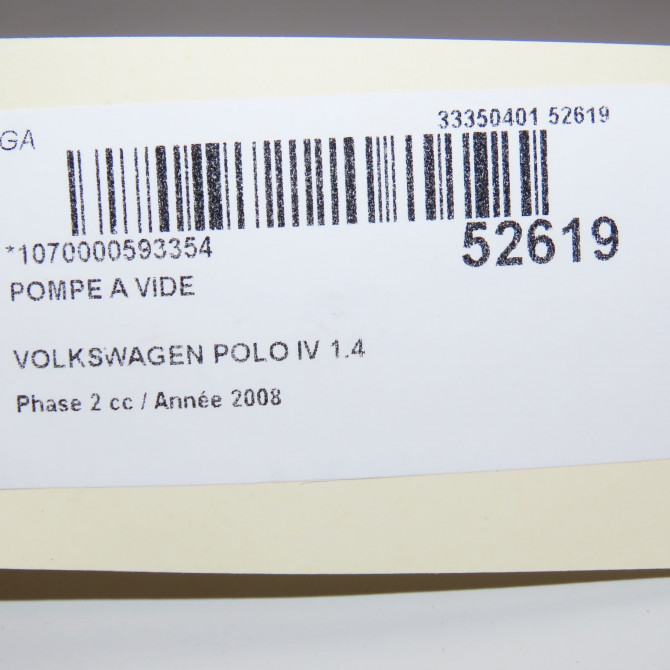 Pompe a vide occasion VOLKSWAGEN POLO IV Phase 2 05-2005->09-2009 1.4 TDI 70ch 4