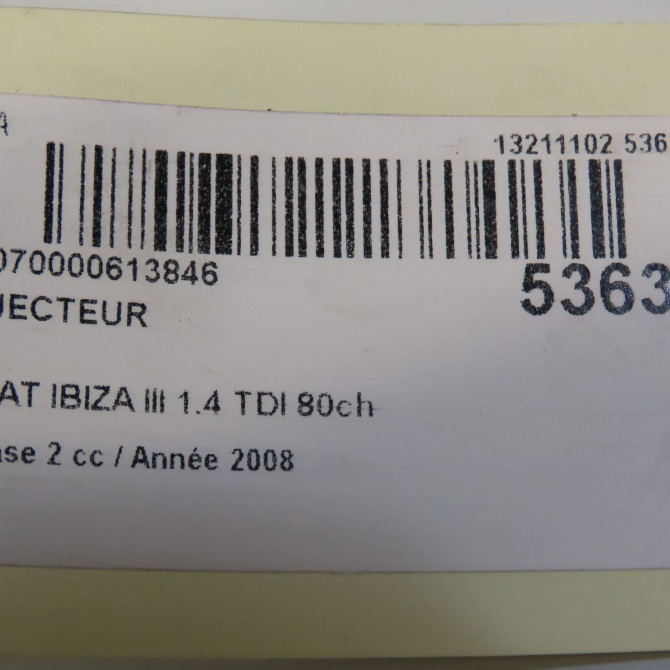 Injecteur occasion SEAT IBIZA III Phase 2 03-2006->06-2009 1.4 TDI 80ch 38130079TX 6