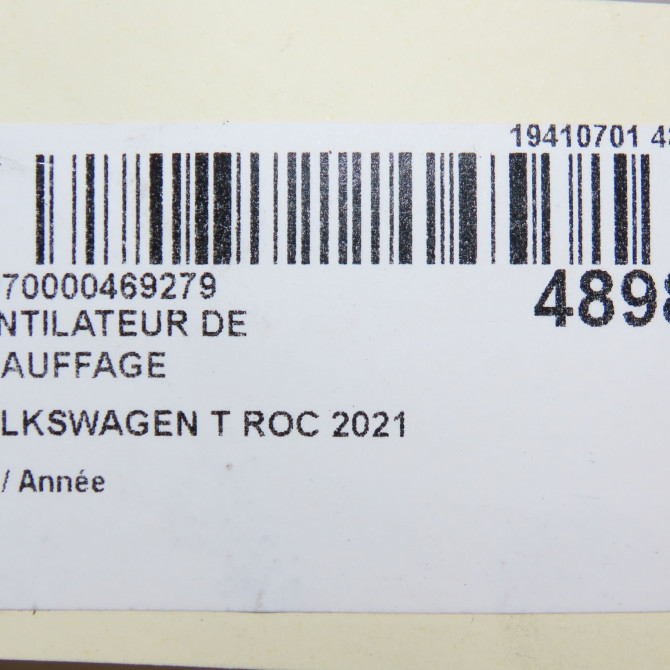 Ventilateur de chauffage occasion VOLKSWAGEN T ROC 5WB819015 7