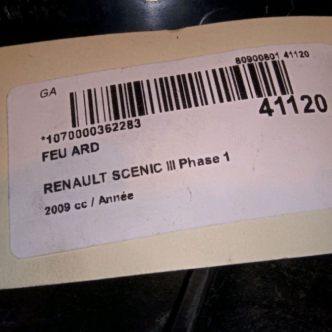 Feu arrière droit occasion RENAULT SCENIC III Phase 1 04-2009->11-2011 265500013R 4