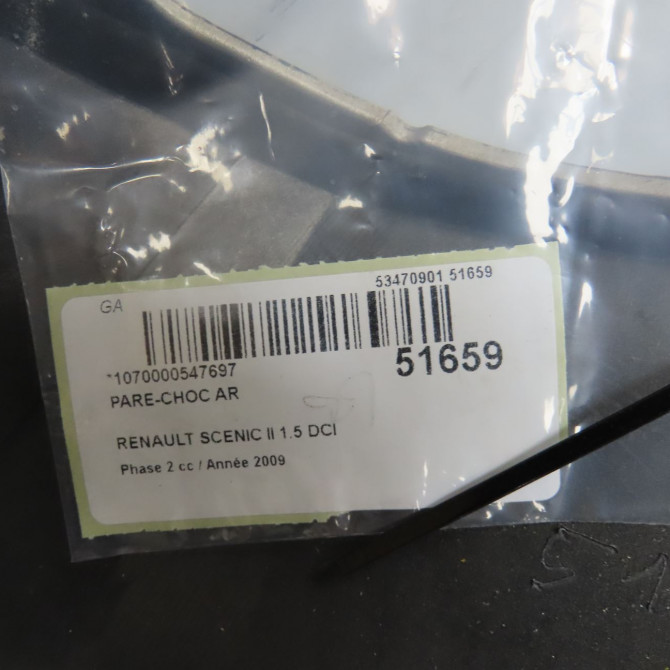 Pare-choc arrière occasion RENAULT SCENIC II Phase 2 09-2006->04-2009 1.5 DCI 105ch 7701474785 8