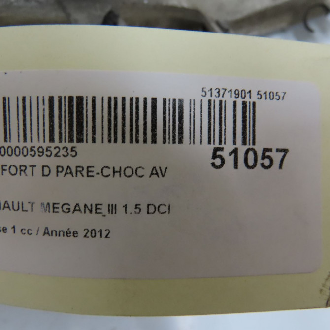 Renfort droit pare-choc avant occasion RENAULT MEGANE III Phase 1 11-2008->01-2012 1.5 DCI 110ch 4