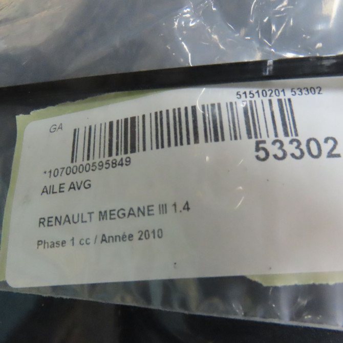 Aile avant gauche occasion RENAULT MEGANE III Phase 1 11-2008->01-2012 1.4 TCE 16v 130ch 631011470R 4