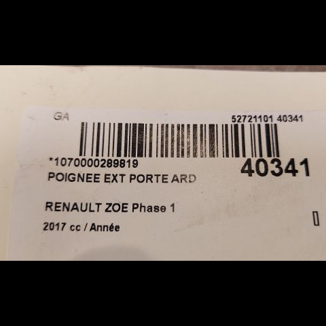 Poignee ext porte ard occasion RENAULT ZOE Phase 1 10-2012->... 3