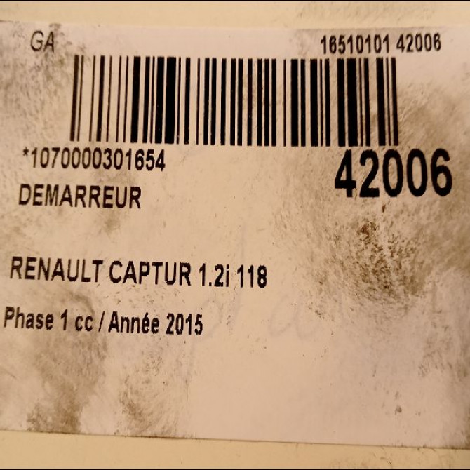 Démarreur occasion RENAULT CAPTUR Phase 1 02-2013->... 1.2i 118 16V 233000779R 4