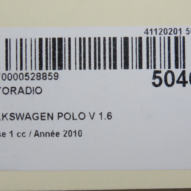 Autoradio occasion VOLKSWAGEN POLO V POLO V Phase 1 2009-09-01->2014-05-31 1.6 TDI 75ch 5M0057156BX 5