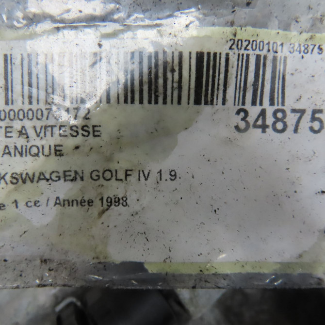 Boîte à vitesse mecanique occasion VOLKSWAGEN GOLF IV GOLF IV Phase 1 1998-01-01->2005-06-30 1.9 TDI 130ch 6