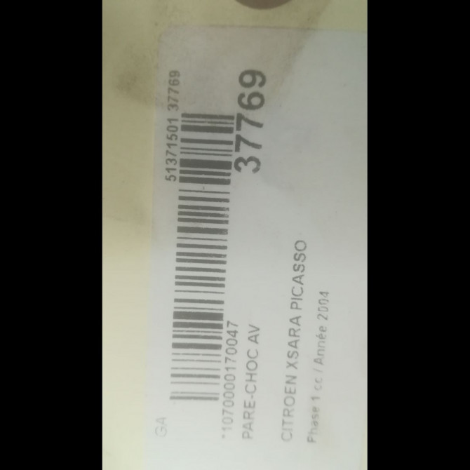 Pare-choc avant occasion CITROEN XSARA PICASSO Phase 1 12-1999->02-2004 2.0 HDi 90ch 4