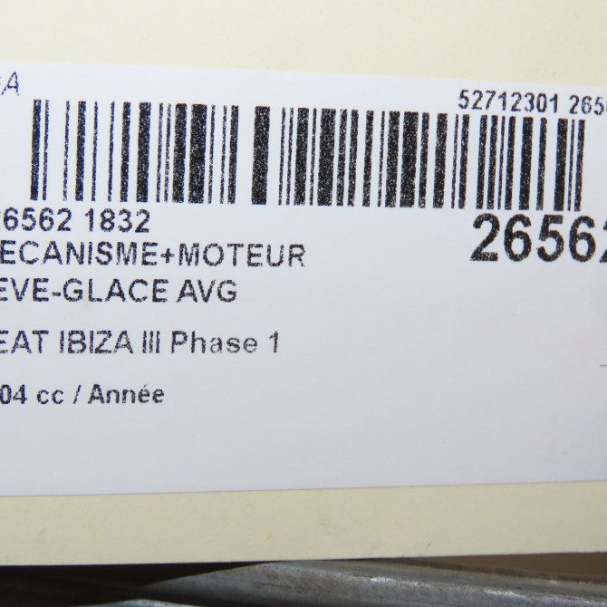 Mecanisme+moteur leve-glace avg occasion SEAT IBIZA III Phase 1 03-2002->03-2006 6L3837461 8