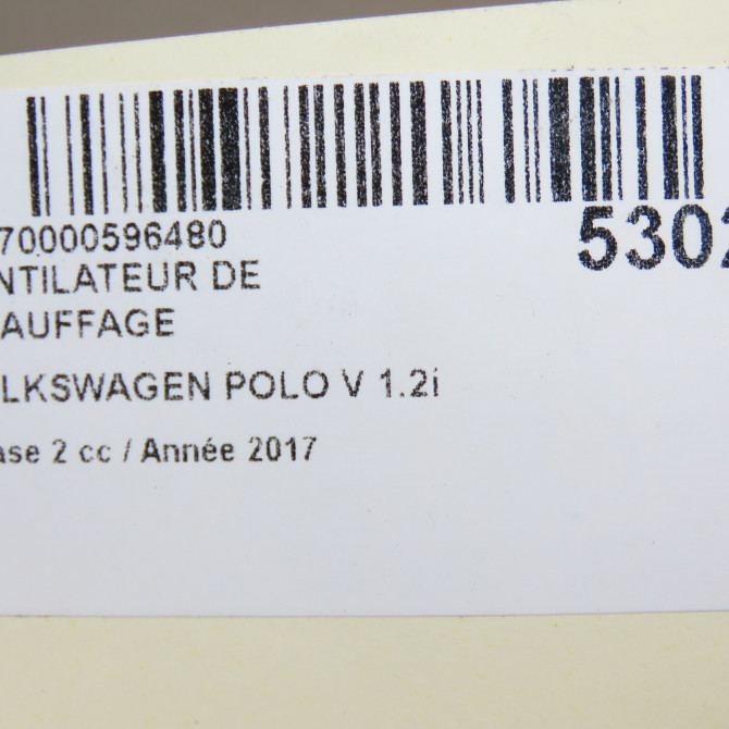 Ventilateur de chauffage occasion VOLKSWAGEN POLO V Phase 2 02-2014->... 1.2i 90ch 6