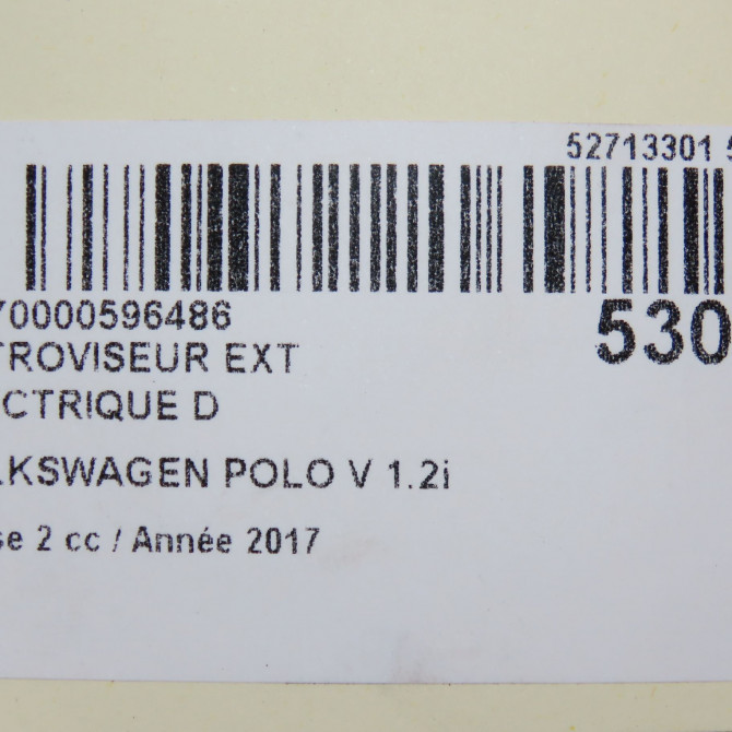 Retroviseur exterieur electrique droit occasion VOLKSWAGEN POLO V Phase 2 02-2014->... 1.2i 90ch 7