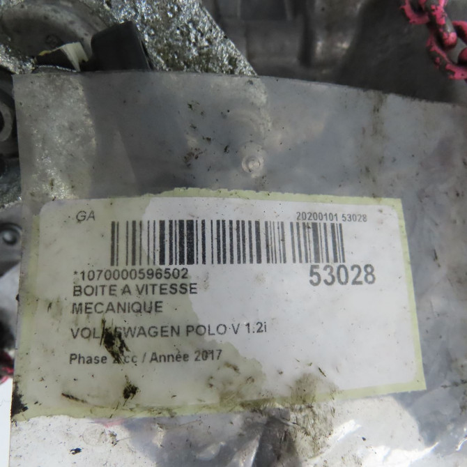 Boîte à vitesse mecanique occasion VOLKSWAGEN POLO V Phase 2 02-2014->... 1.2i 90ch 6