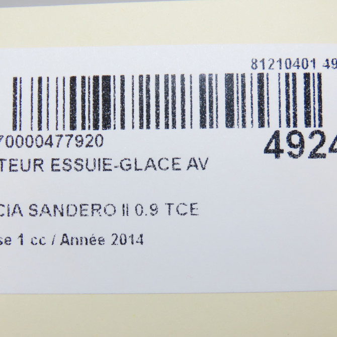 Moteur essuie-glace avant occasion DACIA SANDERO II Phase 1 10-2012->... 0.9 TCE 90ch 288159333R 5
