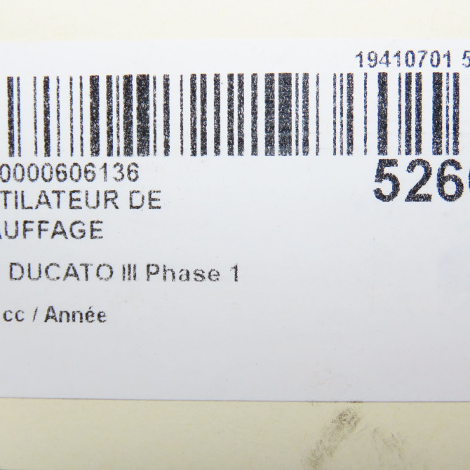 Ventilateur de chauffage occasion FIAT DUCATO III Phase 1 06-2006->10-2014 77364090 6