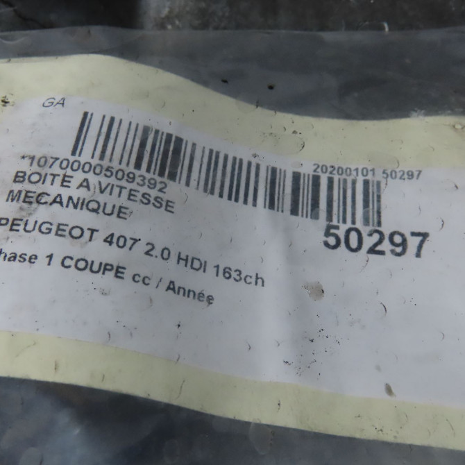Boîte à vitesse mecanique occasion PEUGEOT 407 Phase 1 COUPE 10-2005->12-2011 2.0 HDI 163ch 1637304780 6