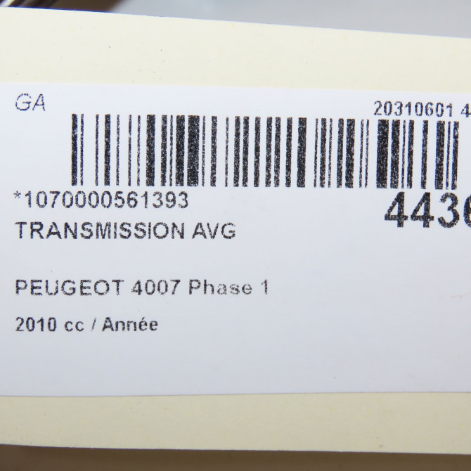 Transmission avant gauche occasion PEUGEOT 4007 Phase 1 07-2007->03-2013 5