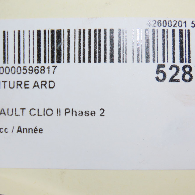 Ceinture arrière droite occasion RENAULT CLIO II Phase 2 06-2001->07-2006 8200282148 5