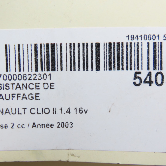 Resistance de chauffage occasion RENAULT CLIO II Phase 2 06-2001->07-2006 1.4 16v 7701051272 6