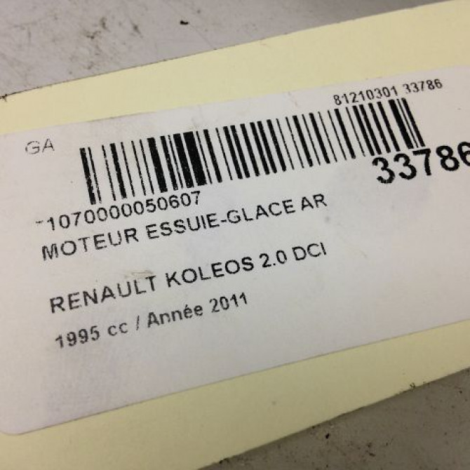 Moteur essuie-glace arrière occasion RENAULT KOLEOS I Phase 1 06-2008->12-2011 2.0 DCI 150ch 28710JY00A 4