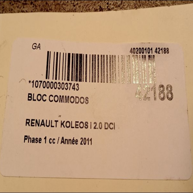 Bloc commodos occasion RENAULT KOLEOS I Phase 1 06-2008->12-2011 2.0 DCI 16v 150ch 5