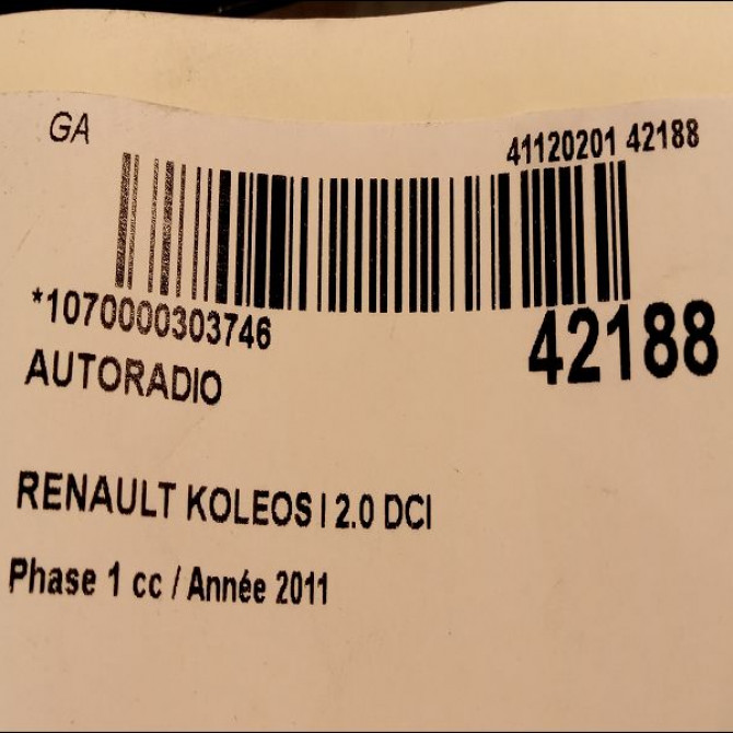 Autoradio occasion RENAULT KOLEOS I Phase 1 06-2008->12-2011 2.0 DCI 16v 150ch 281151922R 3