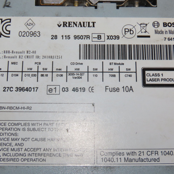 Autoradio occasion RENAULT KOLEOS I Phase 1 06-2008->12-2011 2.0 DCI 150ch 4