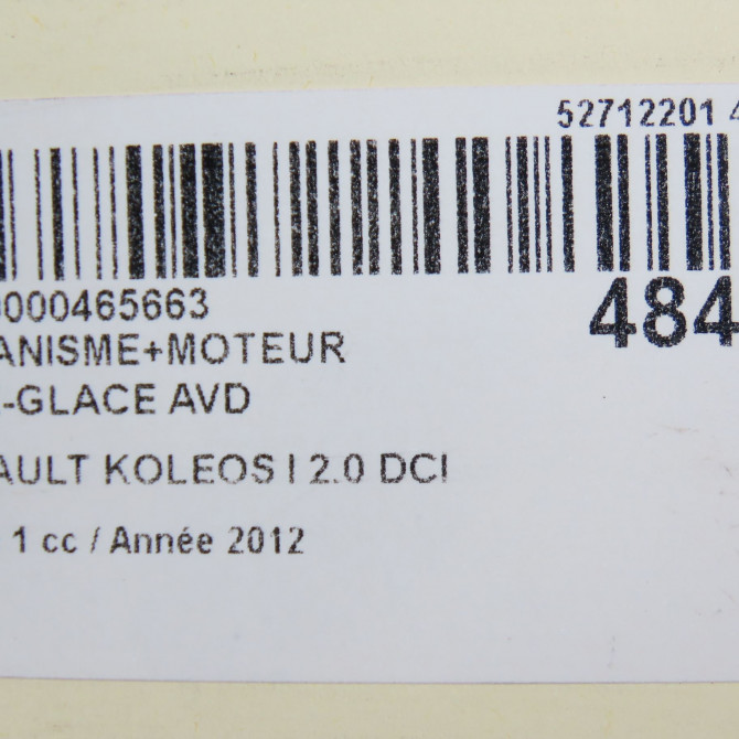 Mecanisme + moteur lève-glace avant droit occasion RENAULT KOLEOS I Phase 1 06-2008->12-2011 2.0 DCI 150ch 807207736R 8