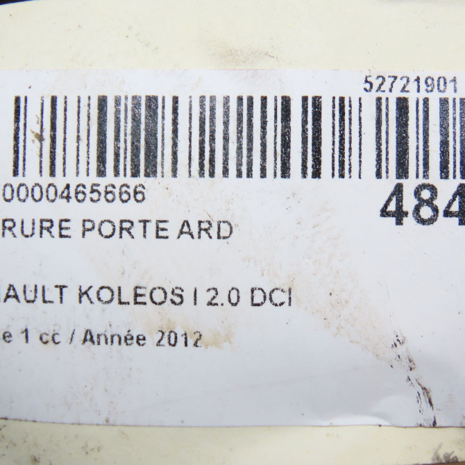 Serrure porte ard occasion RENAULT KOLEOS I Phase 1 06-2008->12-2011 2.0 DCI 150ch 825029849R 7
