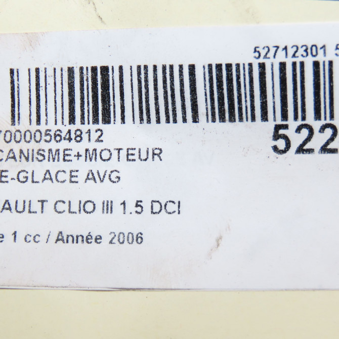 Mecanisme+moteur leve-glace avg occasion RENAULT CLIO III Phase 1 09-2005->03-2009 1.5 DCI 70ch 8200291145 7
