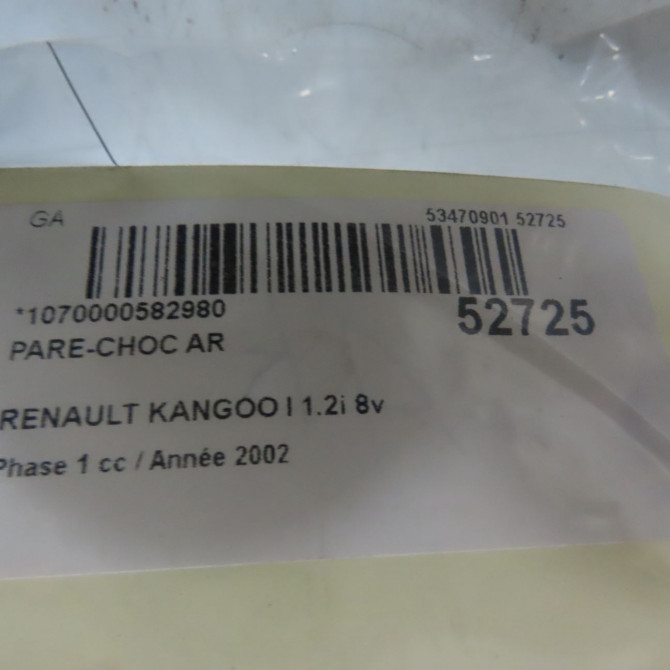Pare-choc arrière occasion RENAULT KANGOO I Phase 1 09-1997->06-2003 1.2i 8v 60ch 8200128611 8