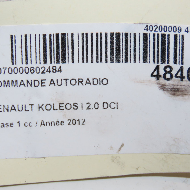 Commande autoradio occasion RENAULT KOLEOS I Phase 1 06-2008->12-2011 2.0 DCI 150ch 5