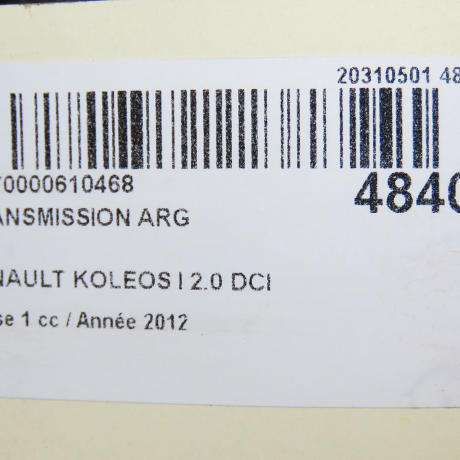 Transmission arrière gauche occasion RENAULT KOLEOS I Phase 1 06-2008->12-2011 2.0 DCI 150ch 5